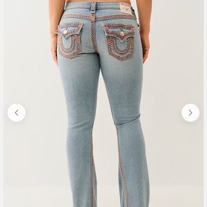 True Religion Light Blue Boot Cut Jeans with Contrast Stitching